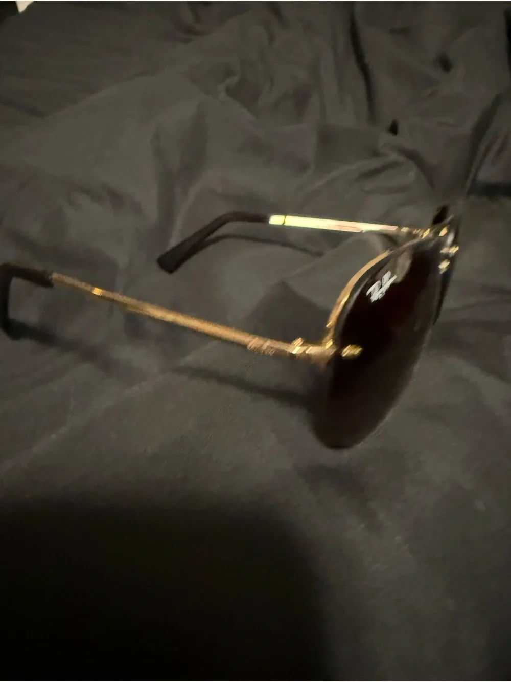 Ray-Ban Women's Gold Frame Dark Brown Lens Rimless Sunglasses